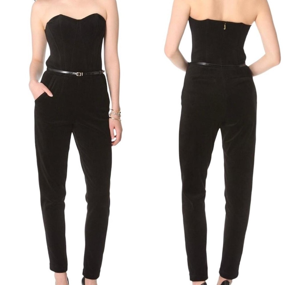 Juicy Couture Velour Velvet Strapless Bustier Corset Jumpsuit